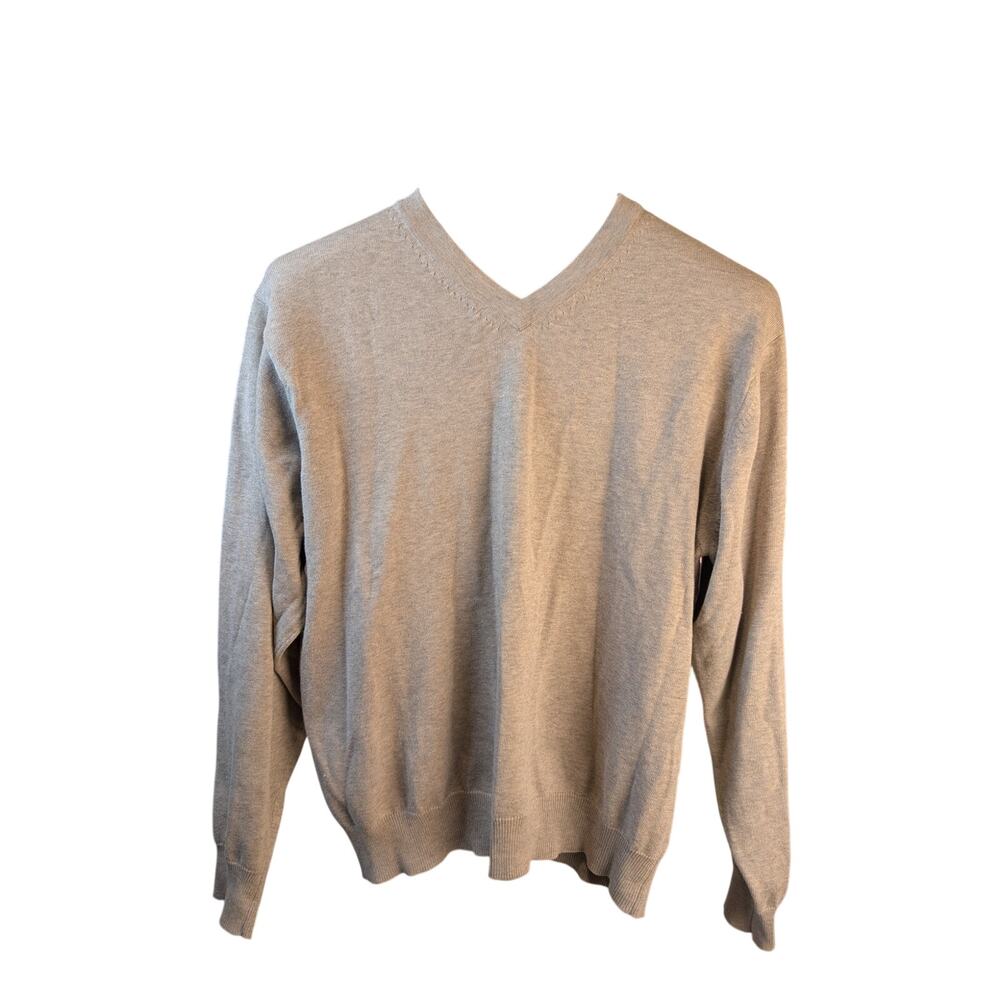 90s Vintage Structure 100% Cotton V-Neck Knit Sweater Men’s Large